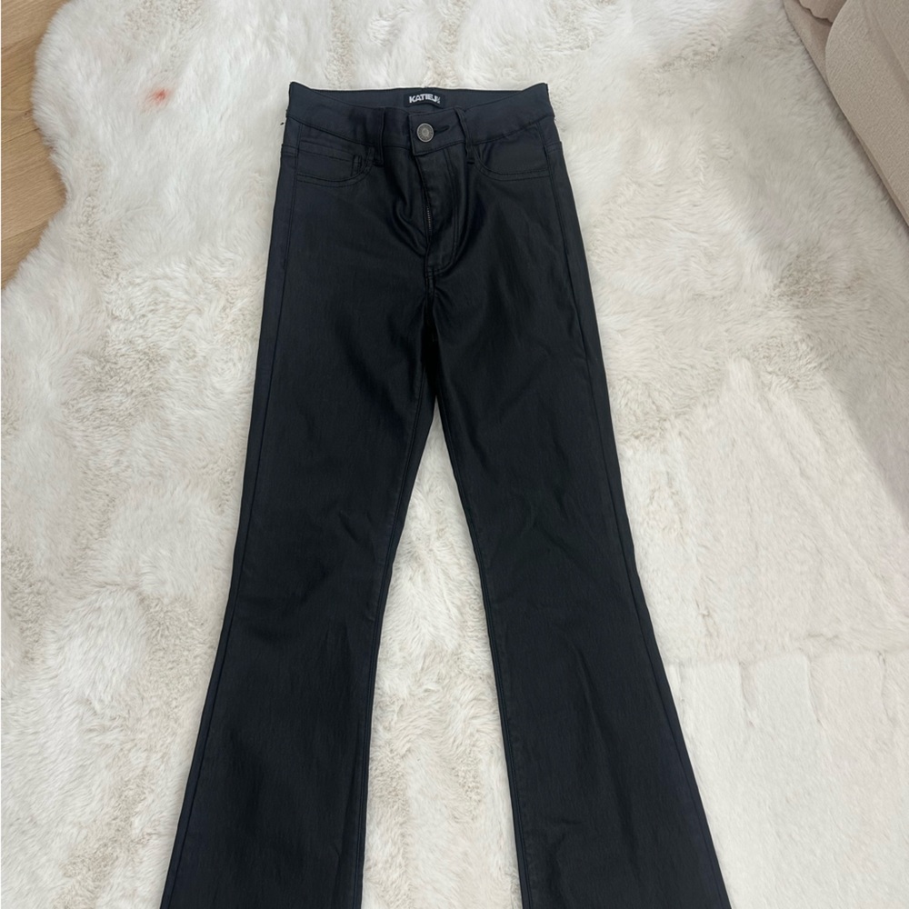 Girls Black Pleather Jeans